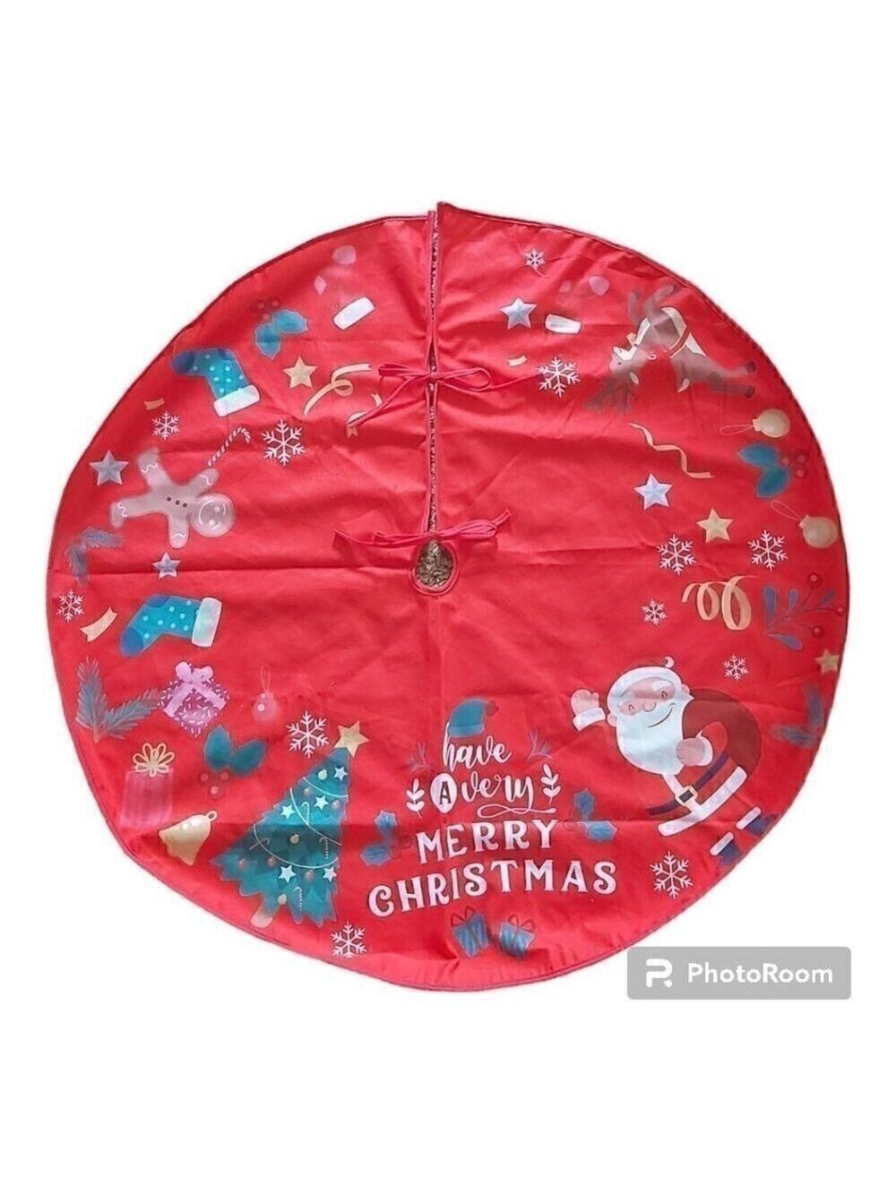NWOT Medium Have A Very Merry Christmas Red Tree Skirt W/Stockings-Size …